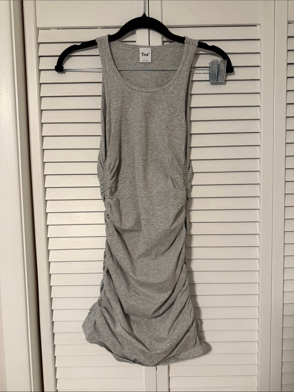 TNA Light Gray Ruched Tank Midi Dress